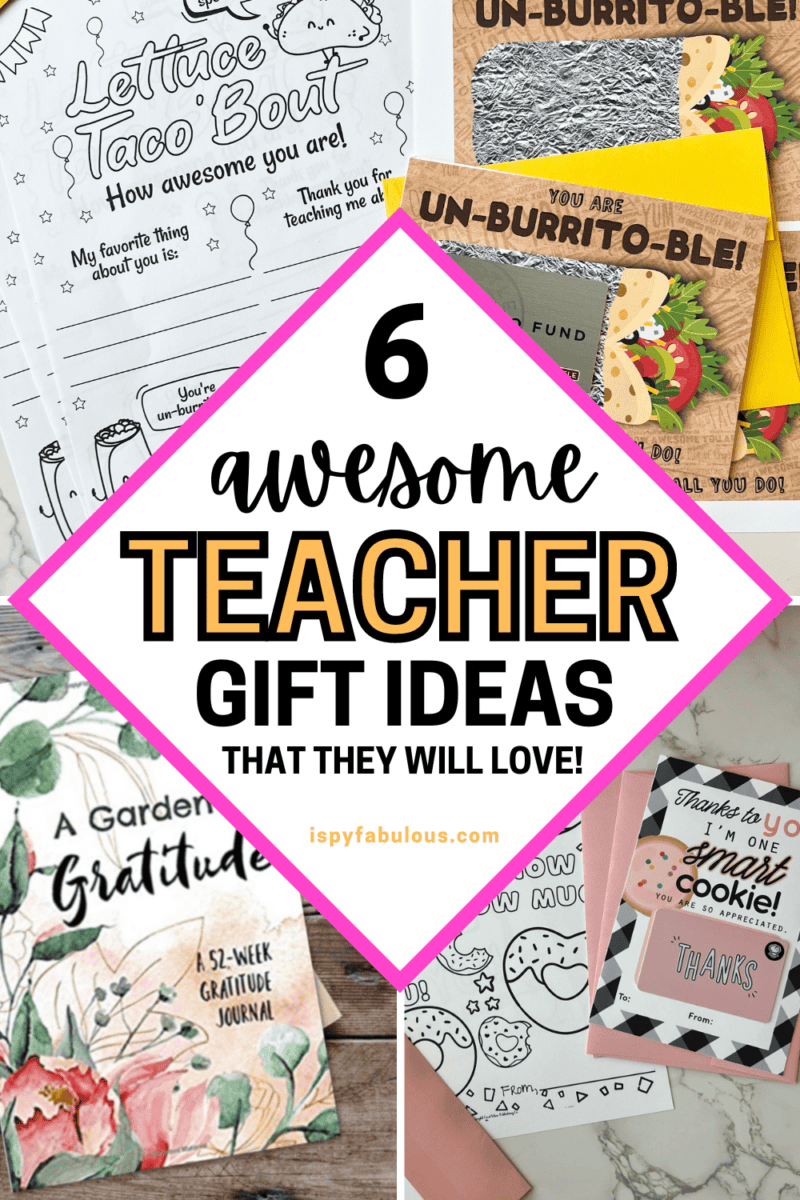 6 Sweet & Easy Teacher Gift Ideas & a Free Printable Gift Card Holder!