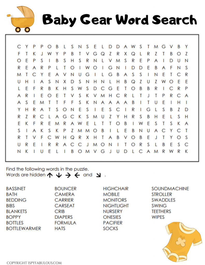 baby shower word search