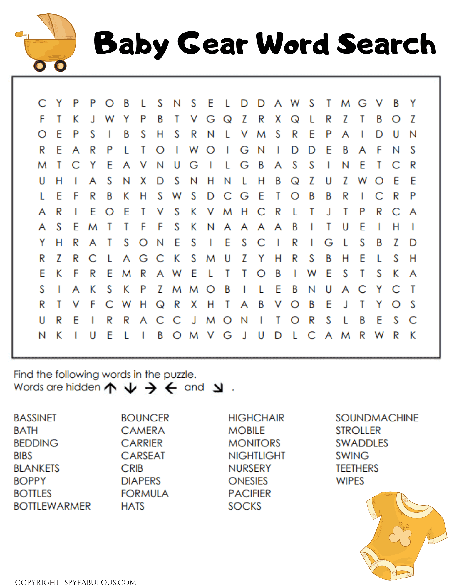 baby word search free printable