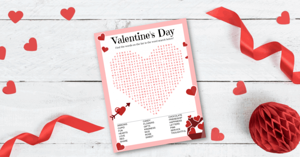 valentine's day word search