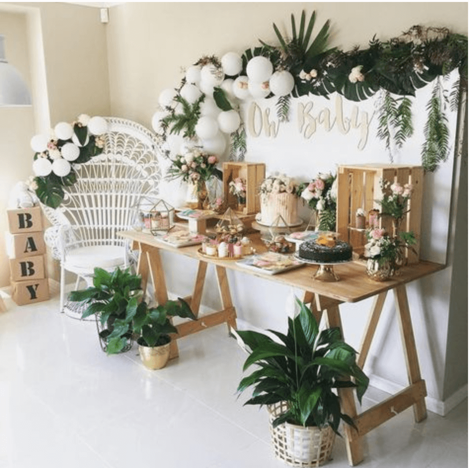 greenery baby shower decorations