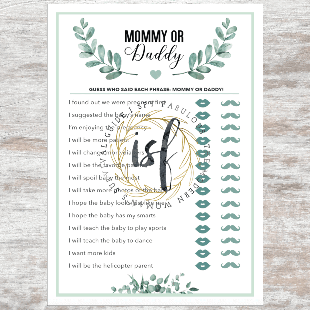 Buy Mommy Or Daddy Guess Who Game Greenery Baby Shower Games For Girls 30 Cards Gender Neutral Baby Shower Decorations Party Supplies