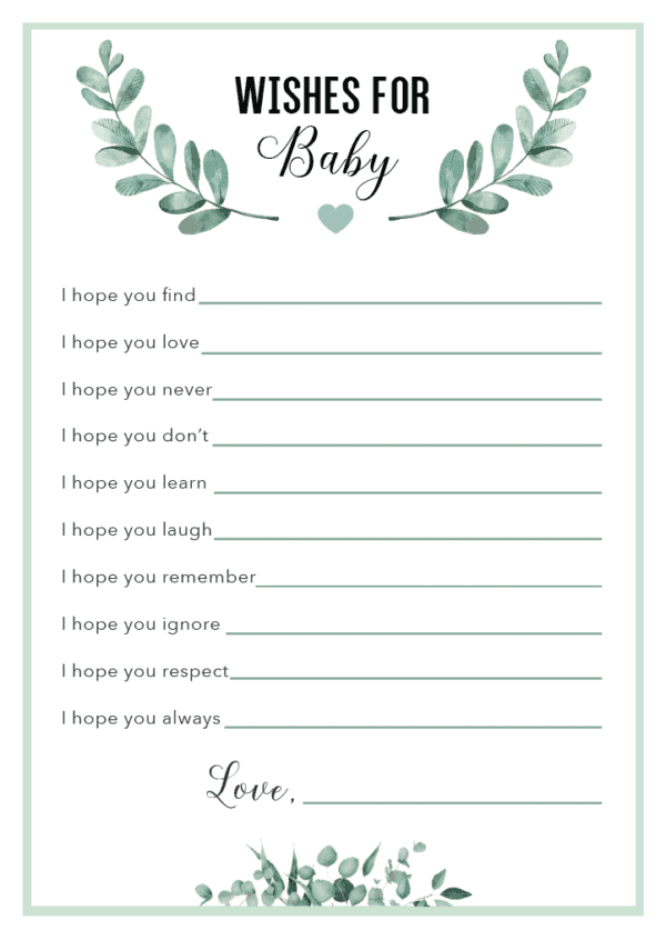 Free Gender Neutral Wishes for Baby Printable in 2 Sizes! - I Spy Fabulous