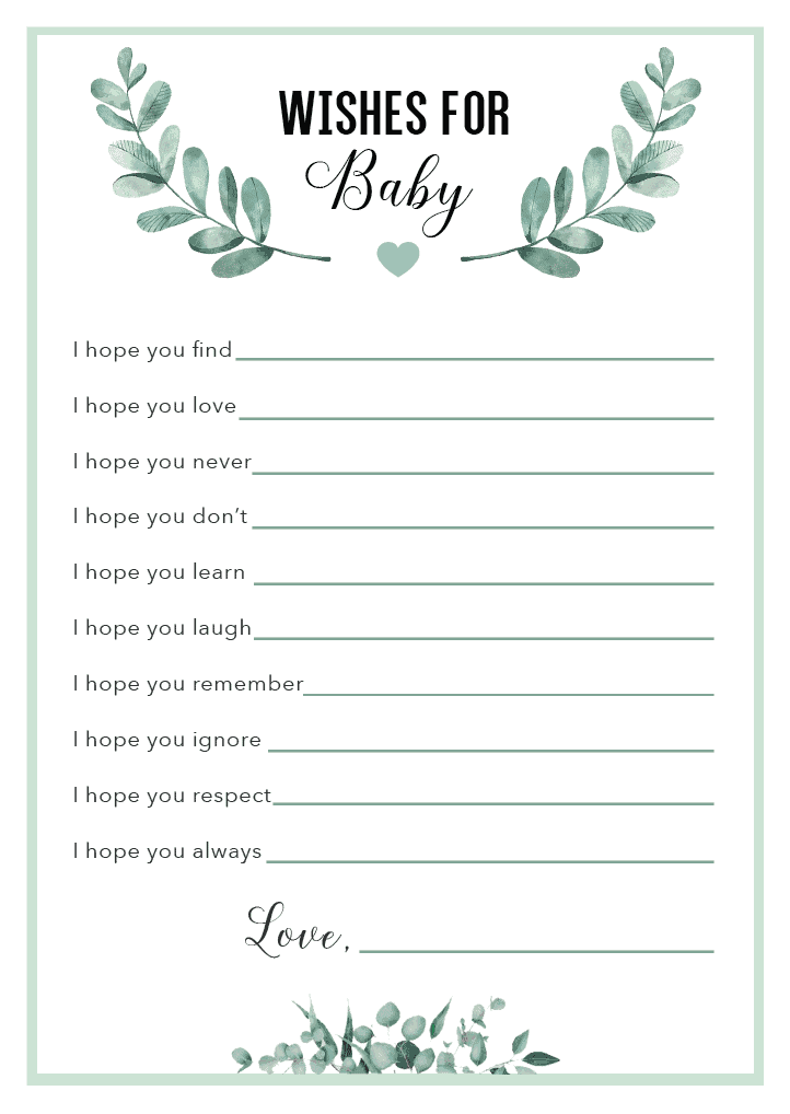 Free Gender Neutral Wishes for Baby Printable in 2 Sizes!