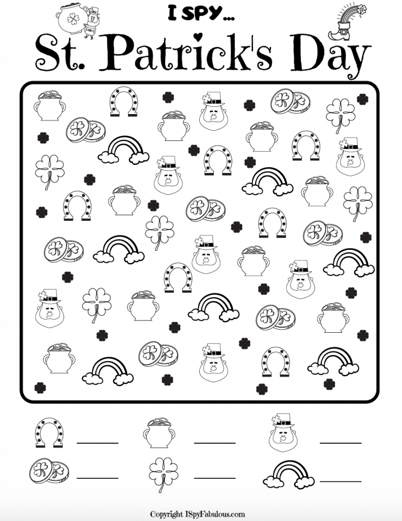 Free Colorable St Patrick S Day I Spy Printable I Spy Fabulous