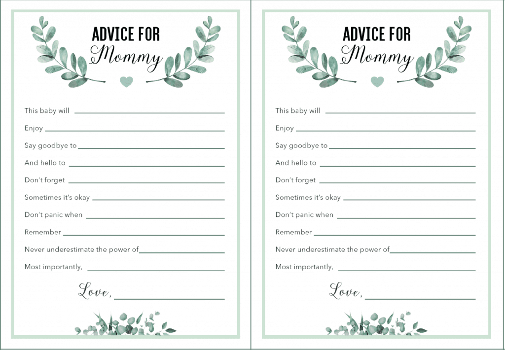 Free Gender Neutral Advice For Mommy Printables In 2 Sizes I Spy Fabulous