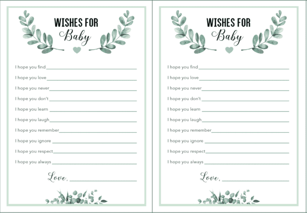 Template Wishes For Baby Free Printable Pdf