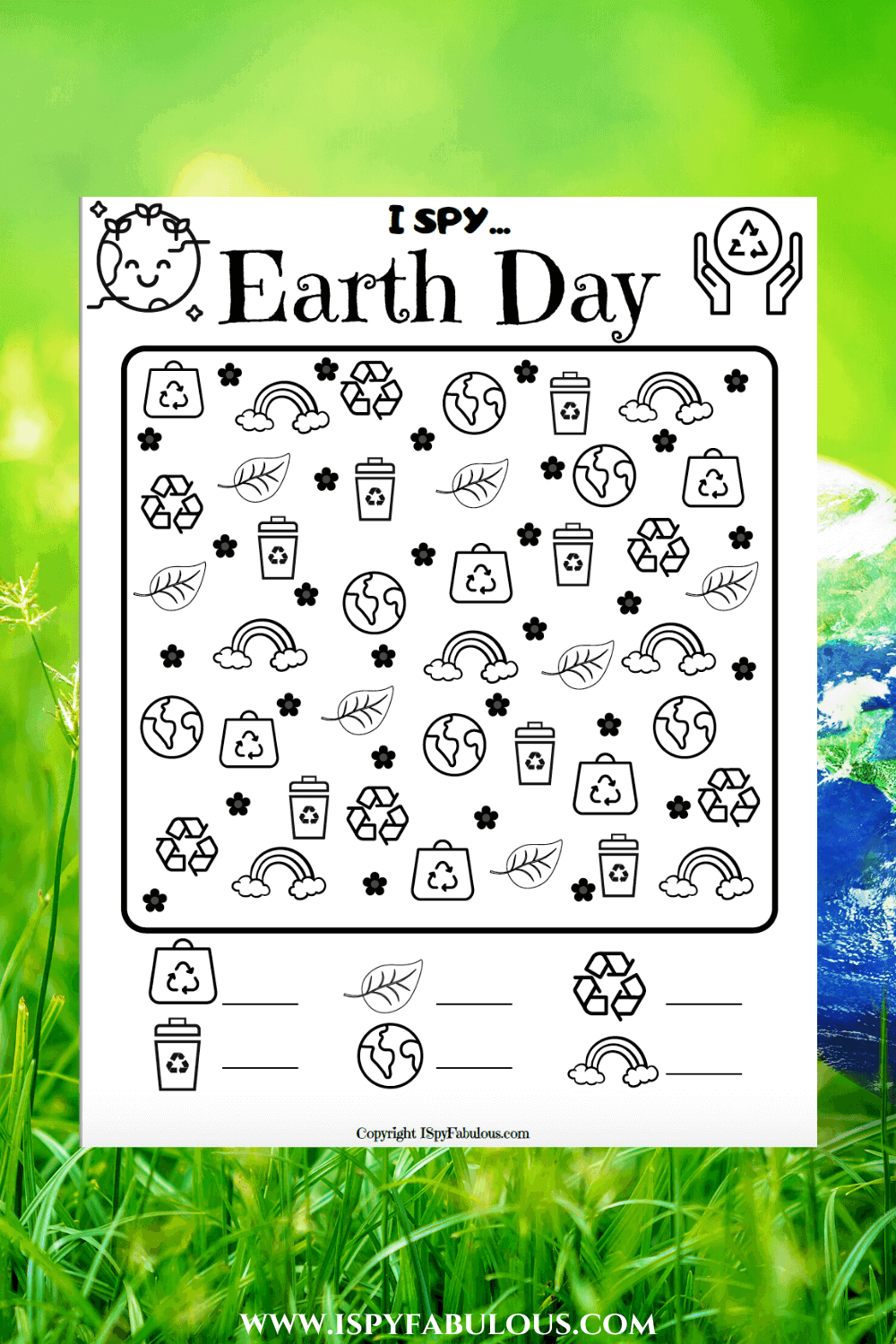 Download Free Earth Day I Spy Coloring Page Printable for Kids! - I ...