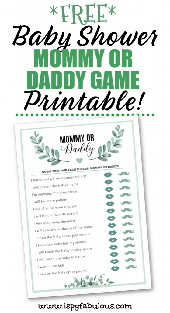 mommy or daddy baby shower game