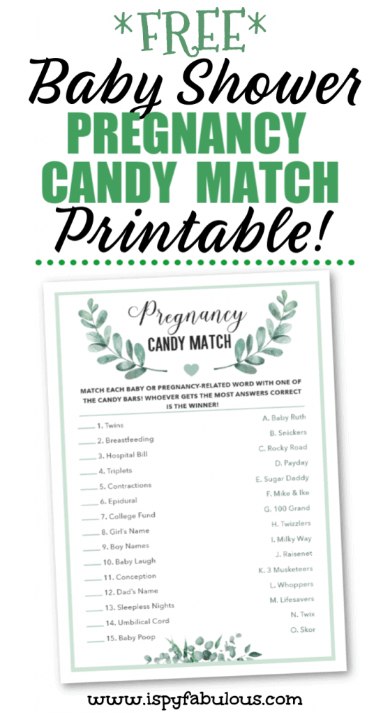 pregnancy candy match baby shower game