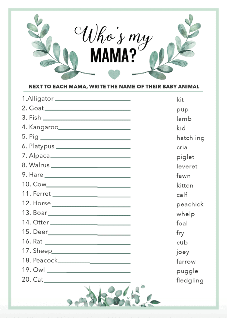 Free Gender Neutral Who S My Mama Baby Shower Game I Spy Fabulous