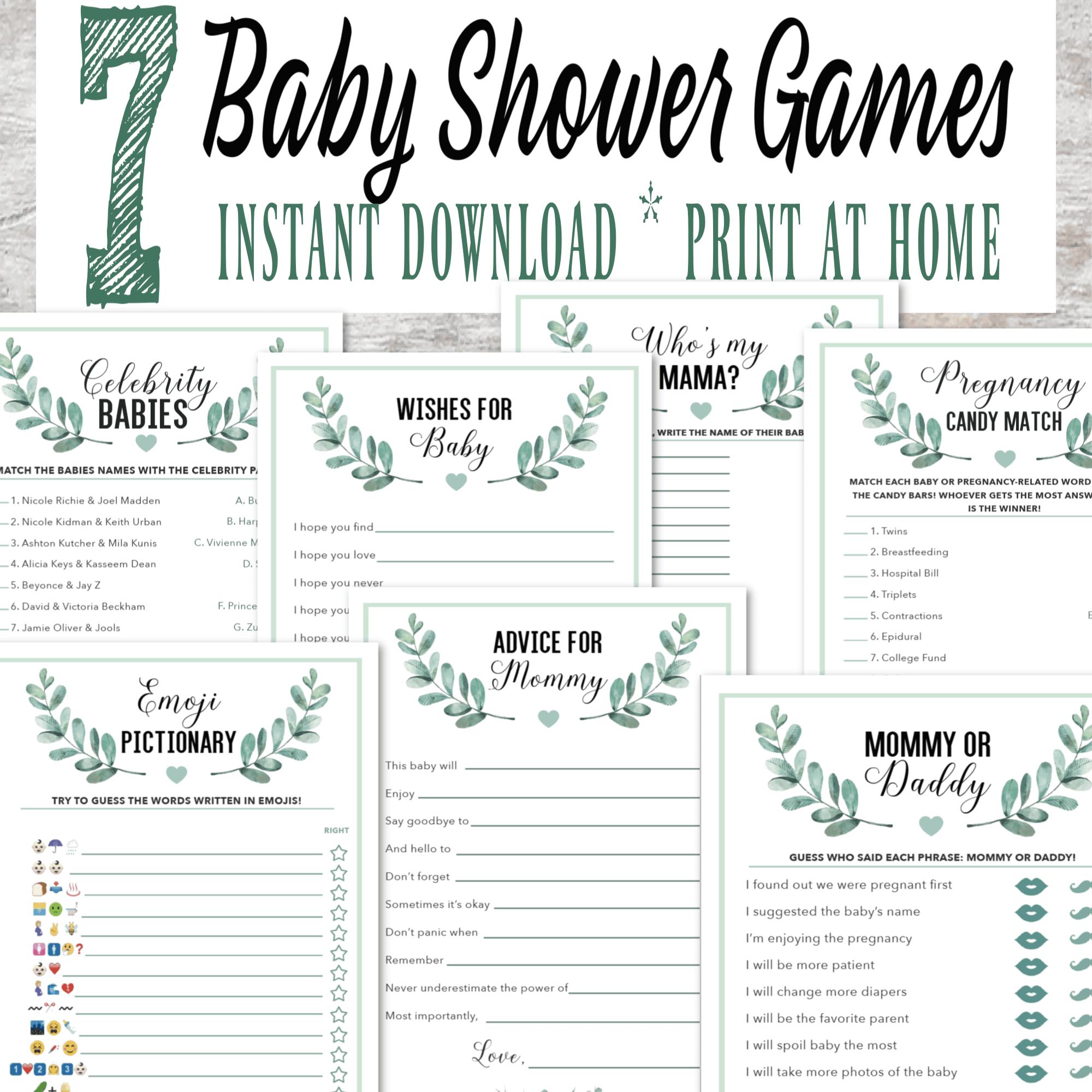 7 Greenery Gender Neutral Baby Shower Games I Spy Fabulous