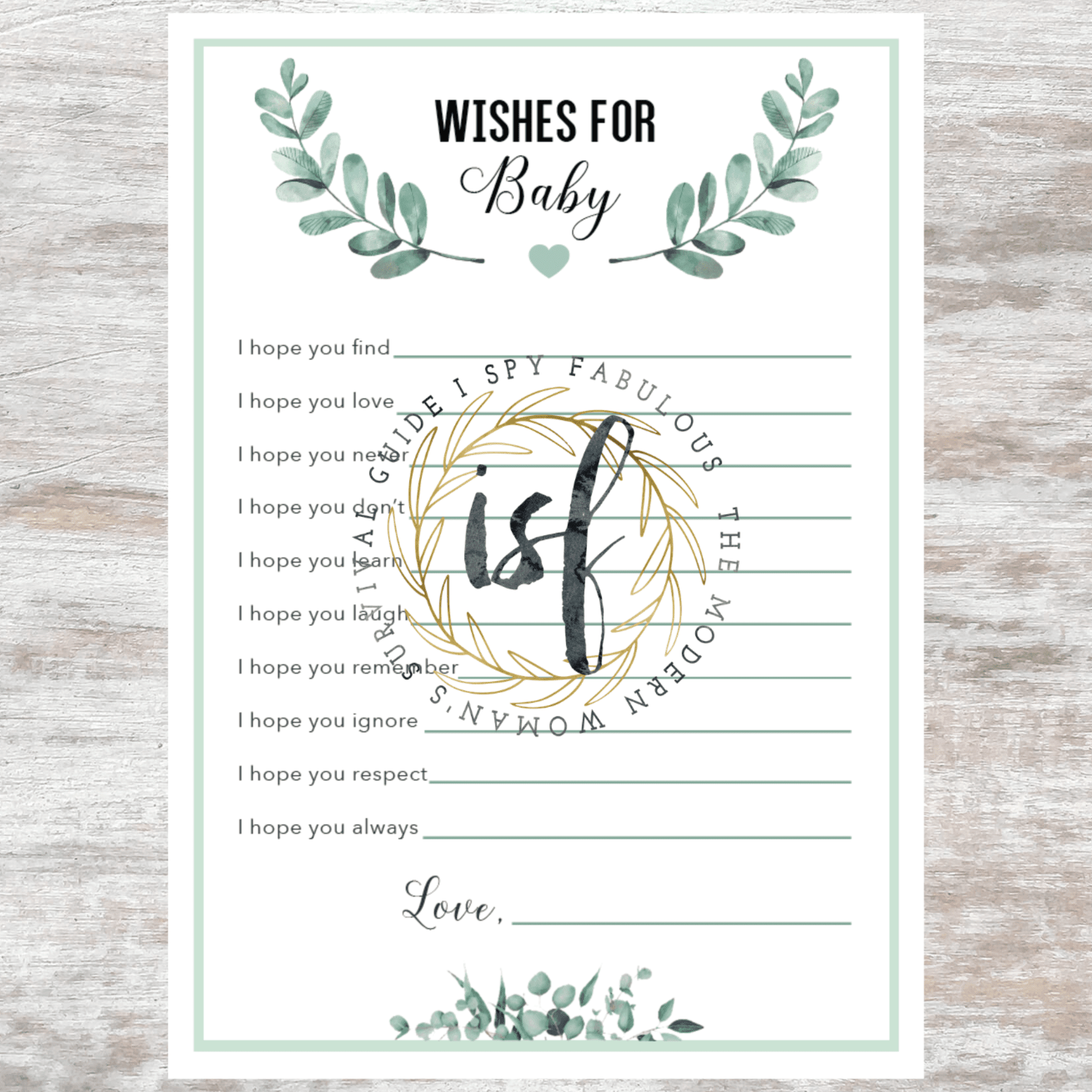 Baby Shower Game: Wishes for Baby Printable in 2 Sizes!