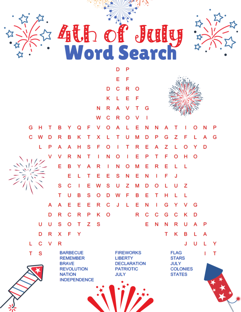 4th of july word search