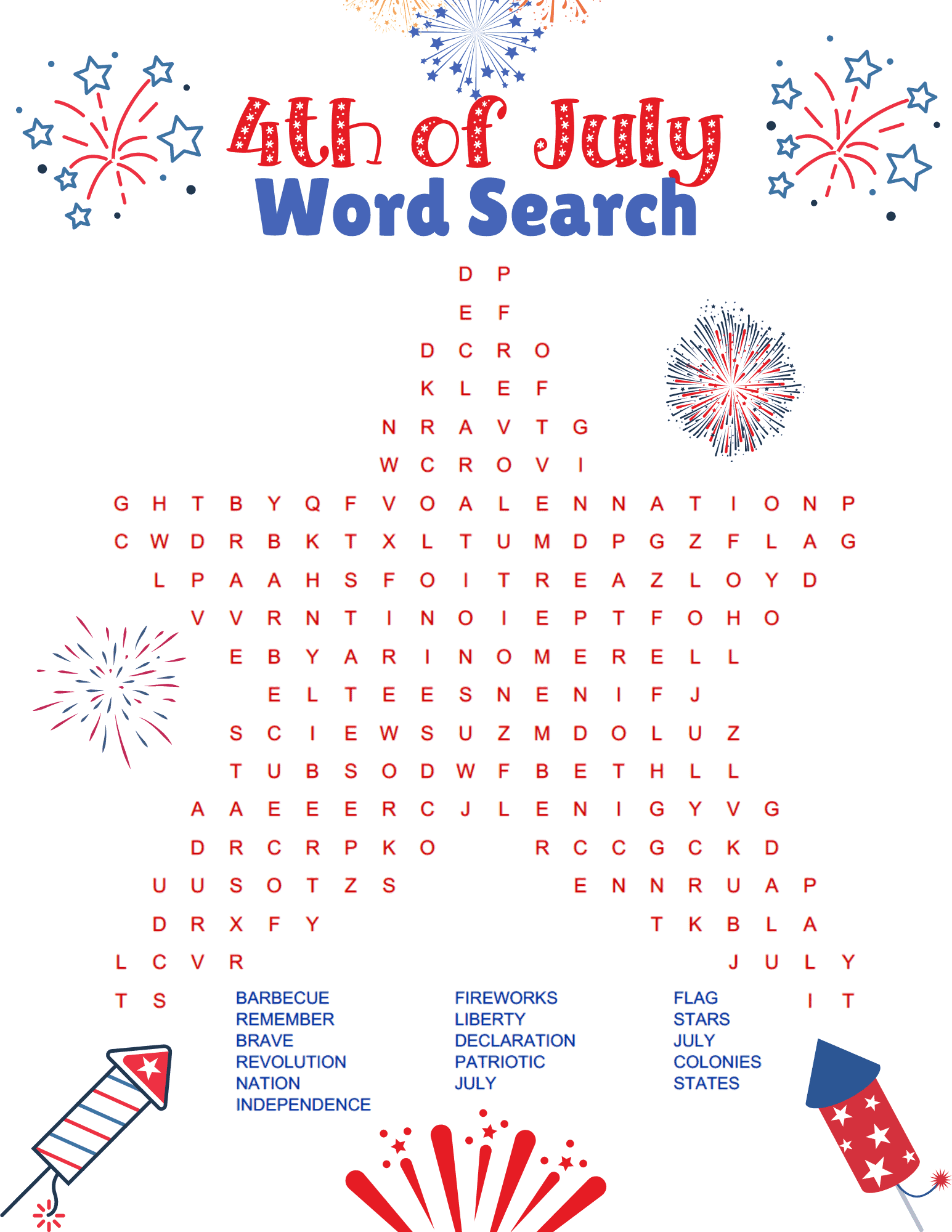 Free Printable 4Th Of July Word Search Free Printable 4Th Of July Word Search