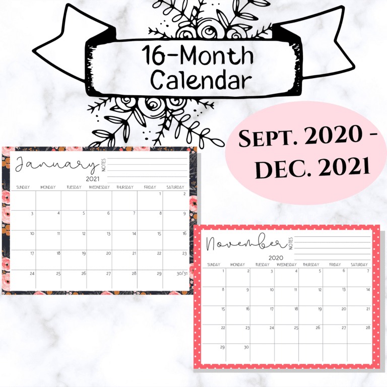 16-Month Floral Monthly Calendar You Can Print At Home! - I Spy Fabulous