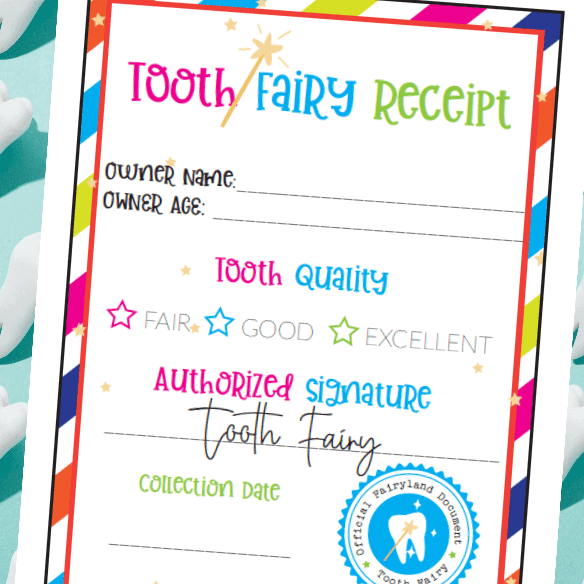 tooth fairy certificate