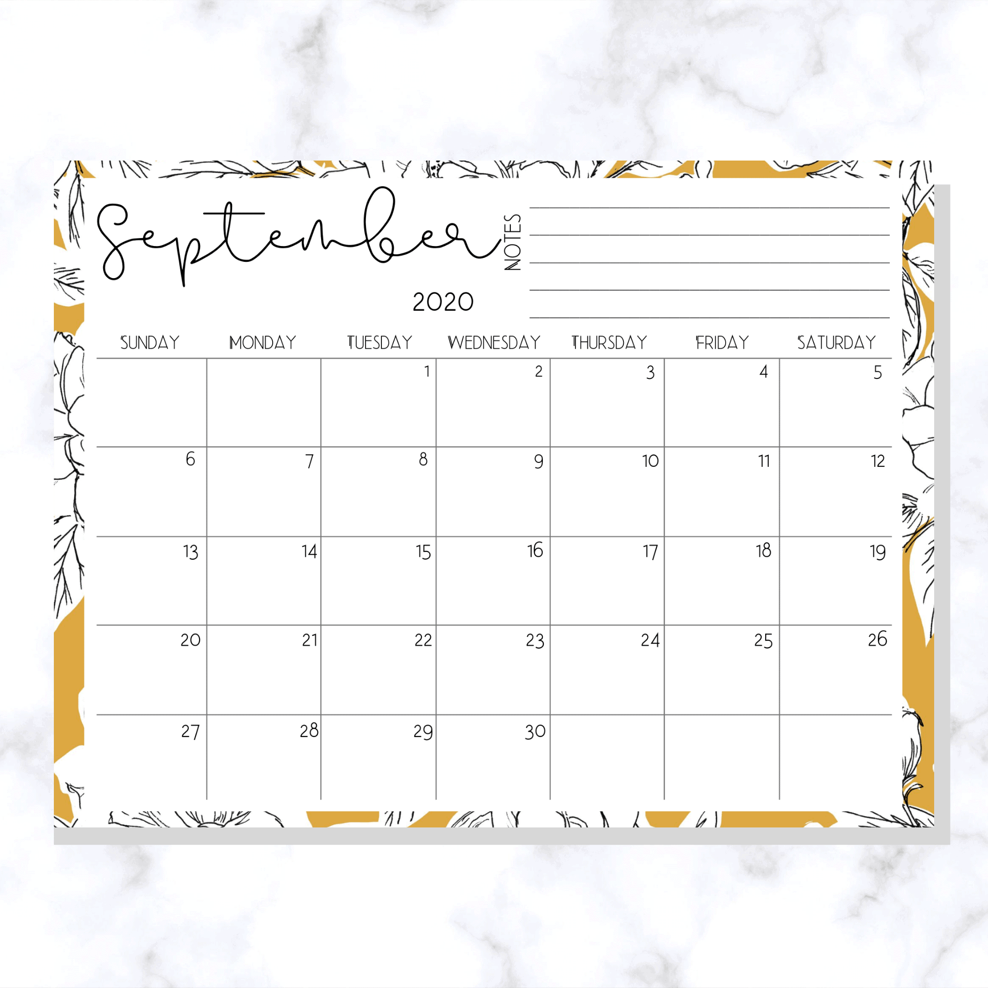 floral monthly calendar