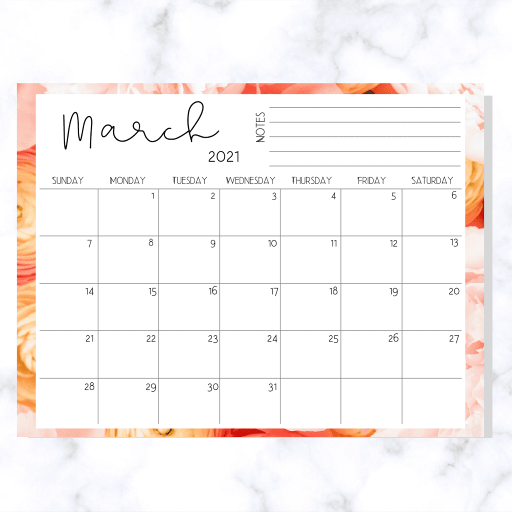 16-Month Floral Monthly Calendar You Can Print At Home! - I Spy Fabulous