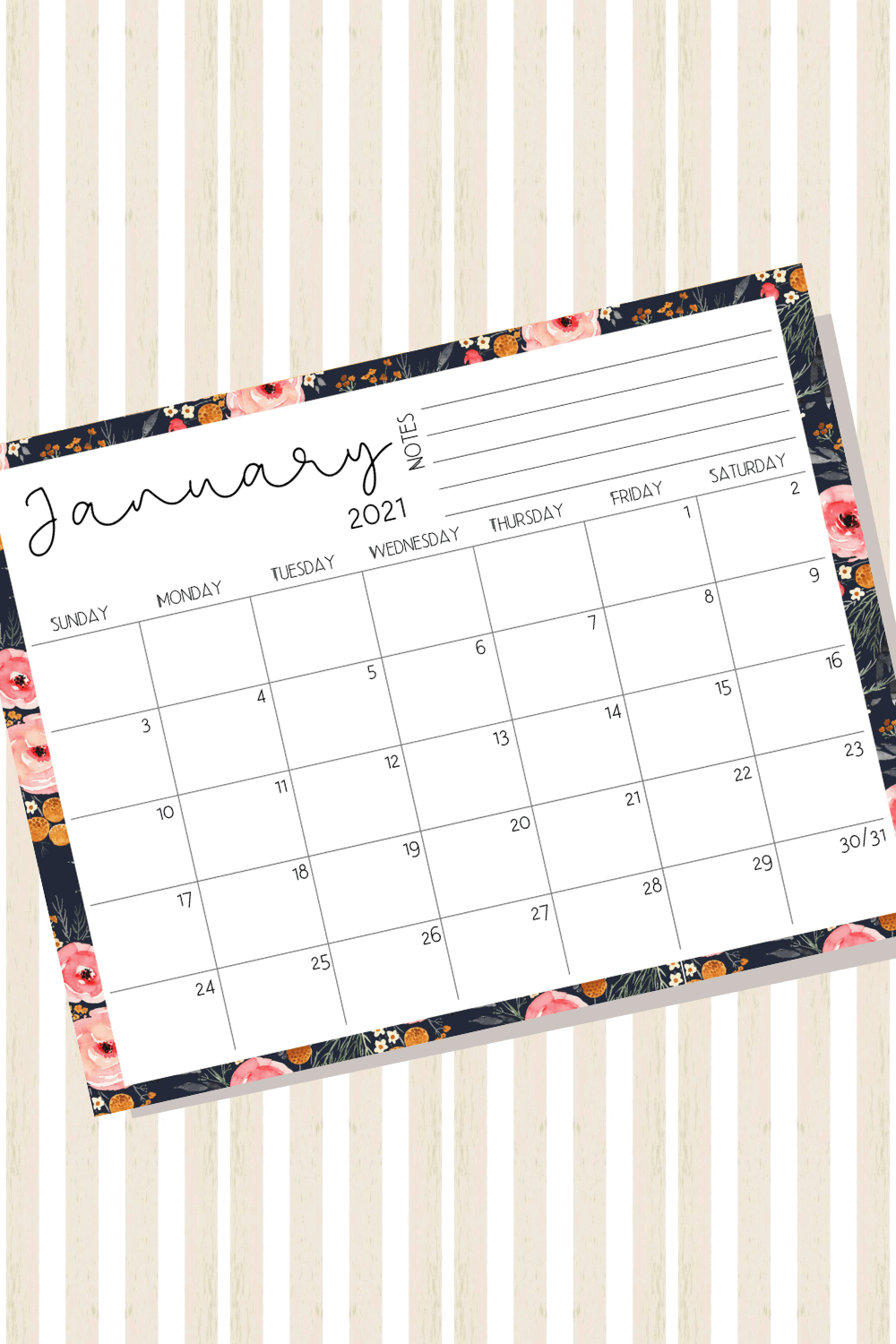 16-Month Floral Monthly Calendar You Can Print At Home! - I Spy Fabulous