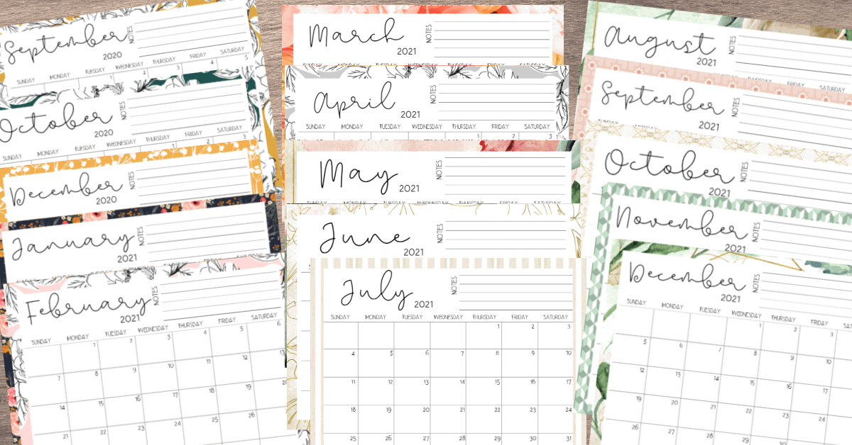 floral monthly calendar