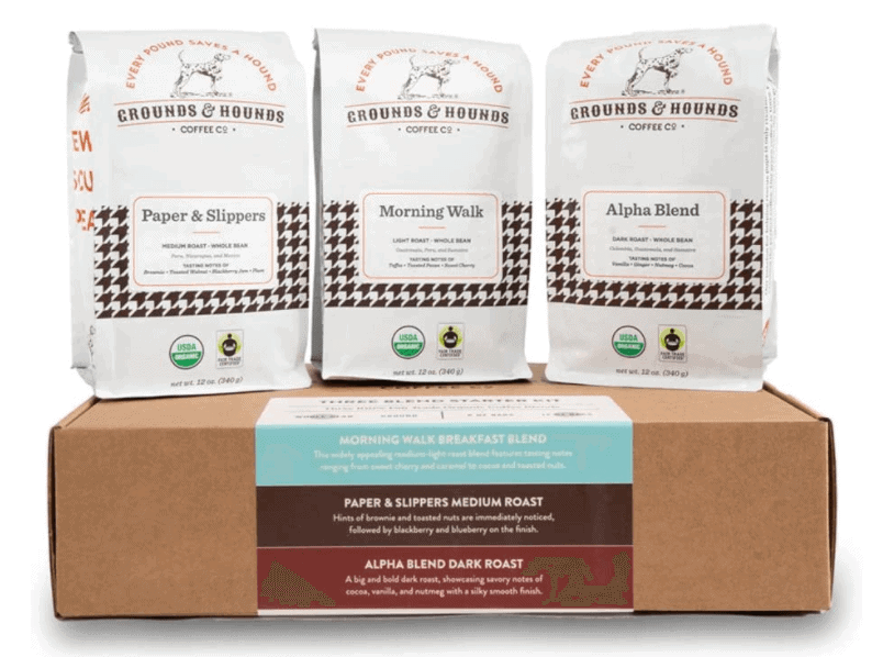 gifts for coffee lovers - grounds and hounds starter kit