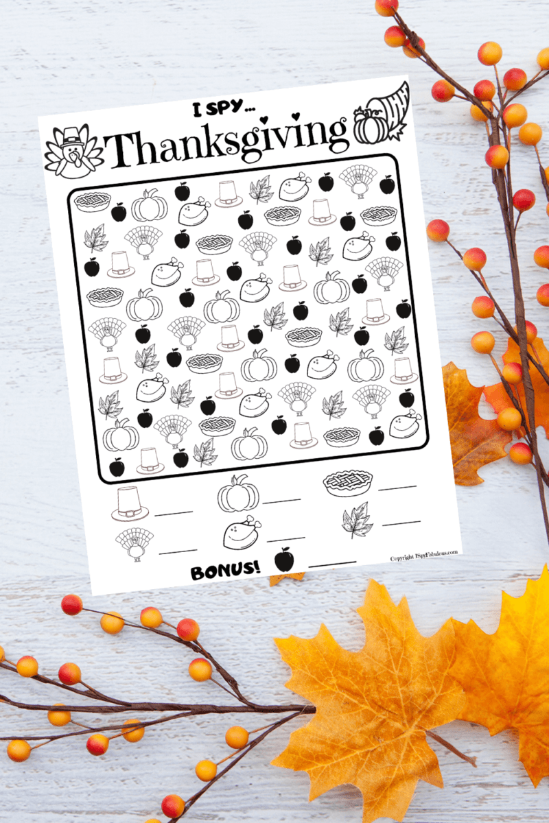 Free & Festive I Spy Thanksgiving Printable!