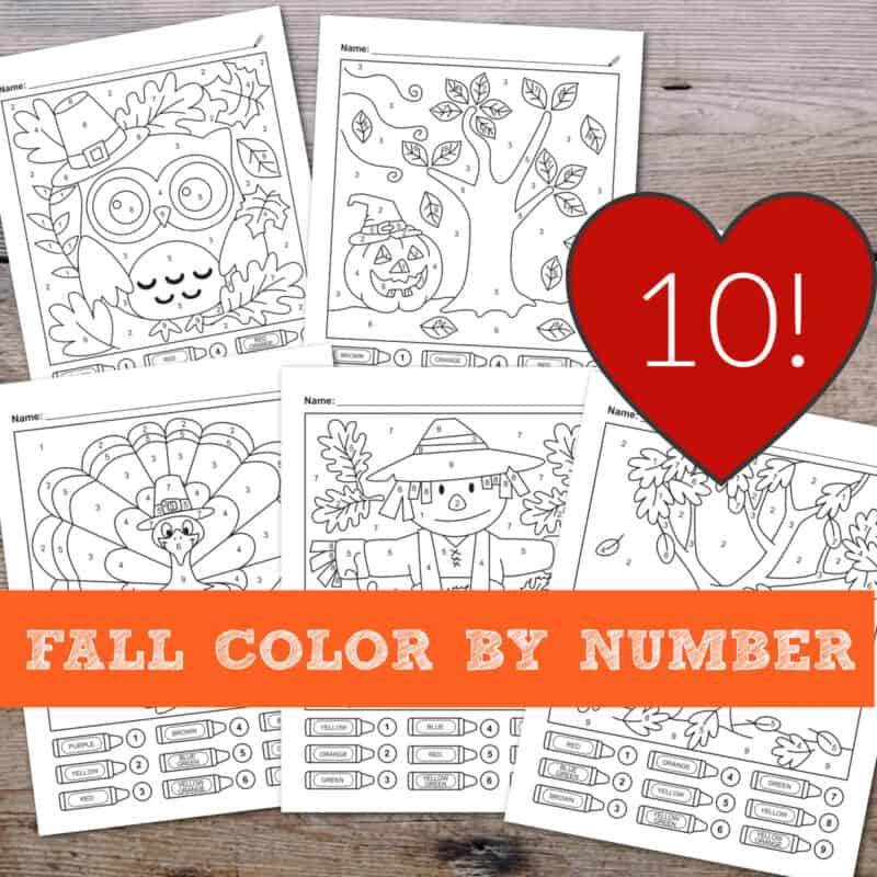 10 Festive Fall Color By Number Coloring Pages