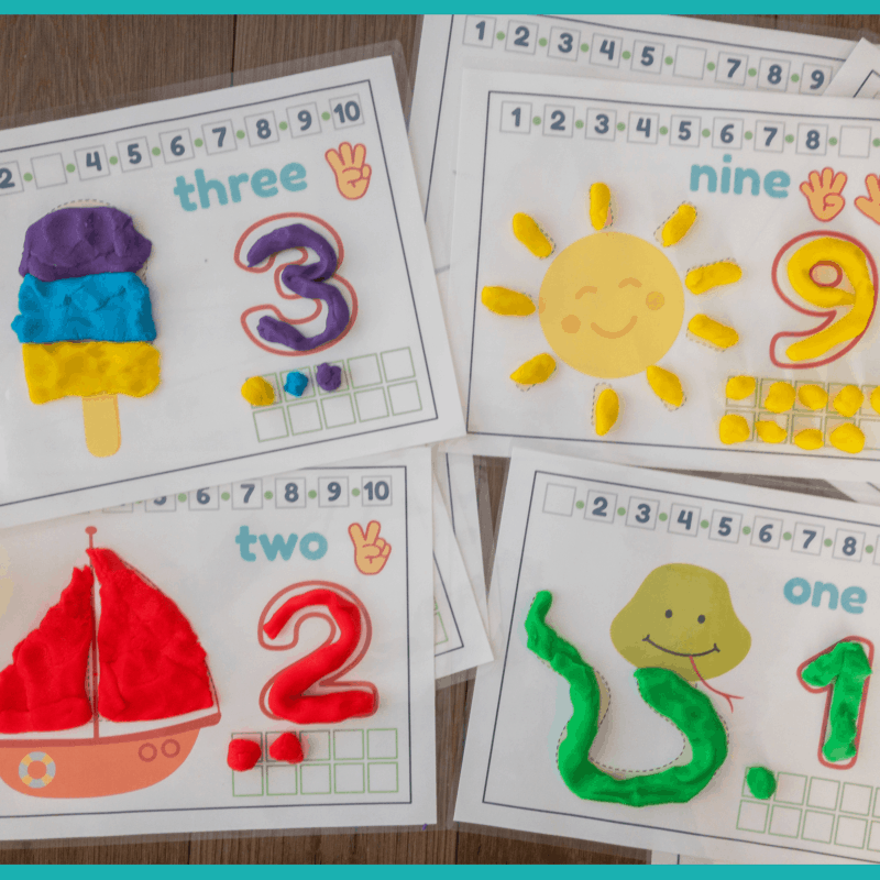 10 Number Play-Dough Mats with Ten Frames