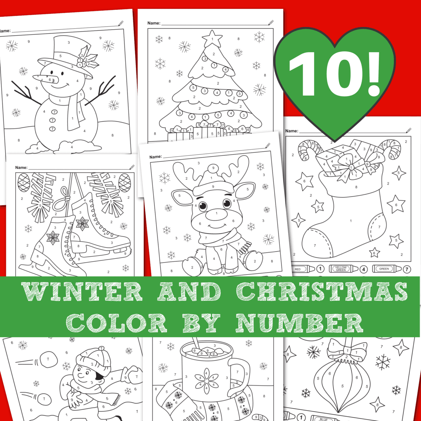 winter and christmas color by number