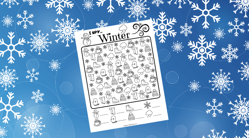 winter i spy and coloring page