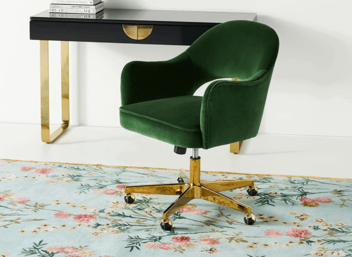 anthropologie fayette green velvet desk chair dupe