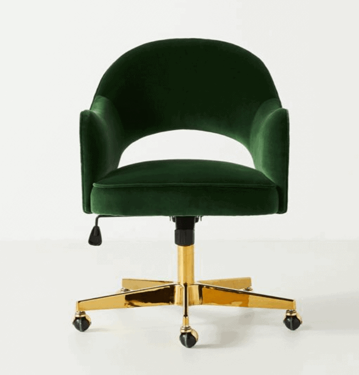 anthropologie fayette green velvet desk chair dupe