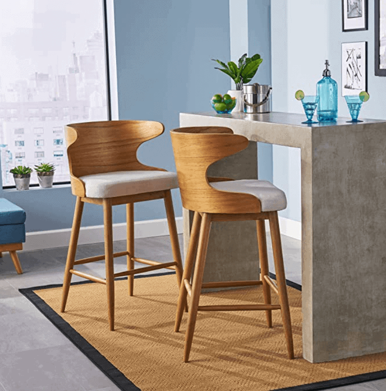 wood bar and counter stools