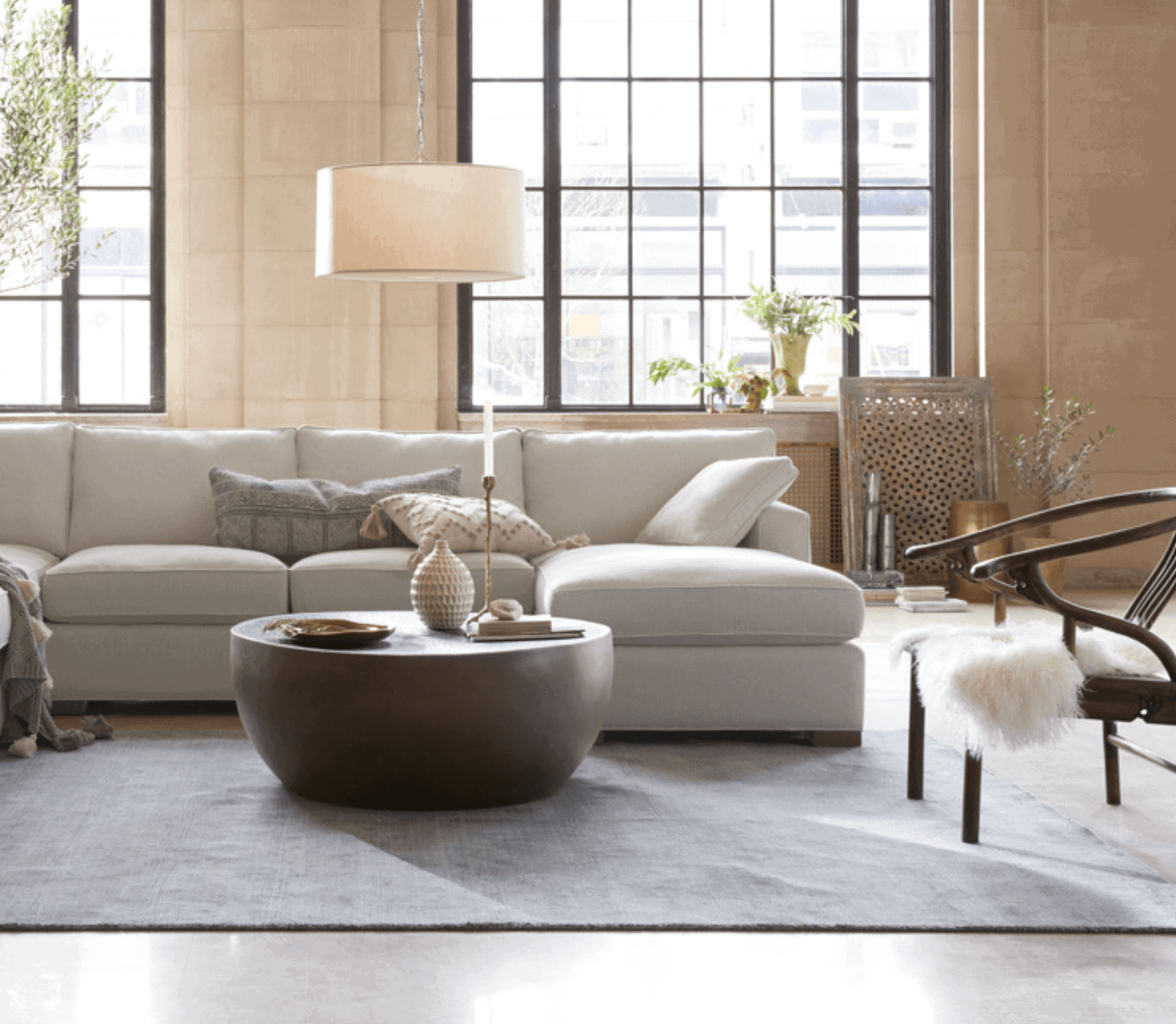 arhaus radial drum coffee table dupe