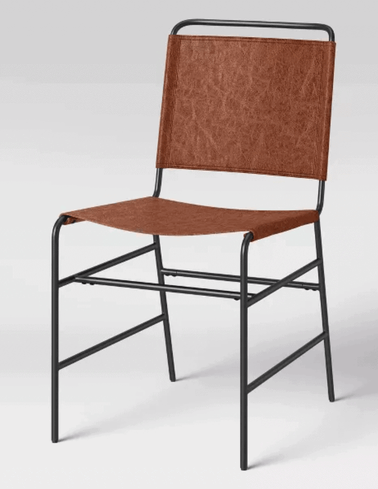 pottery barn hardy leather dining chair dupe