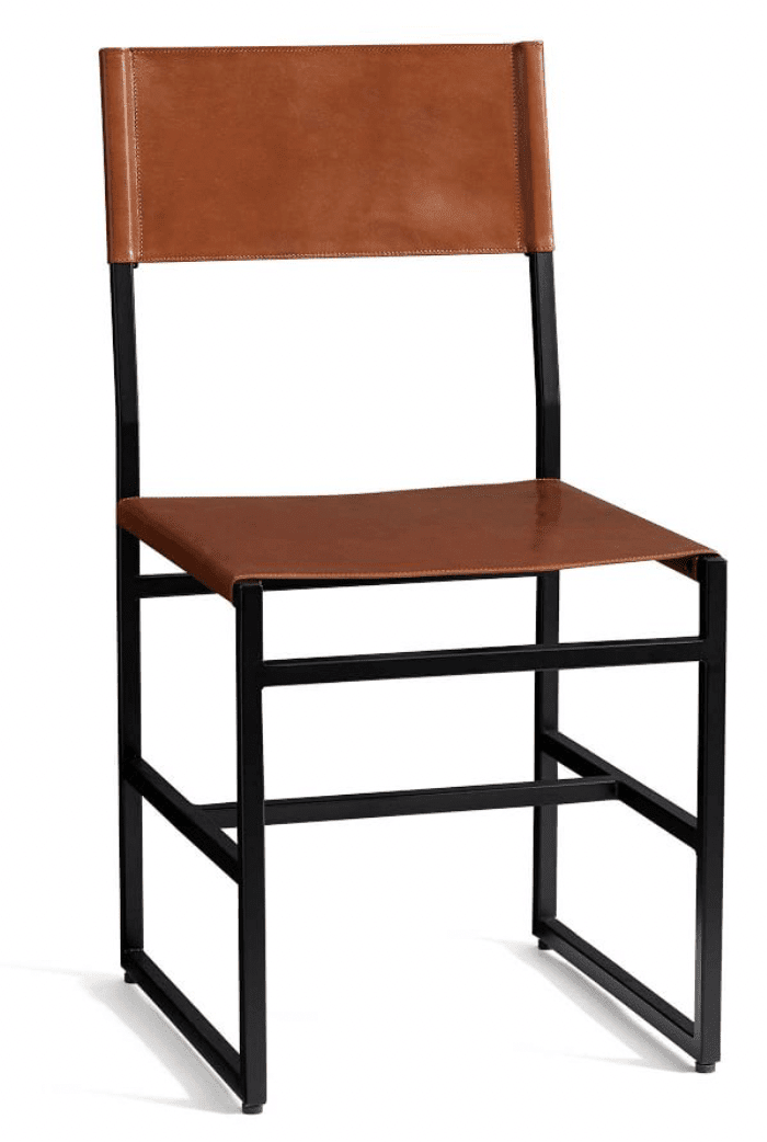 pottery barn hardy leather dining chair dupe