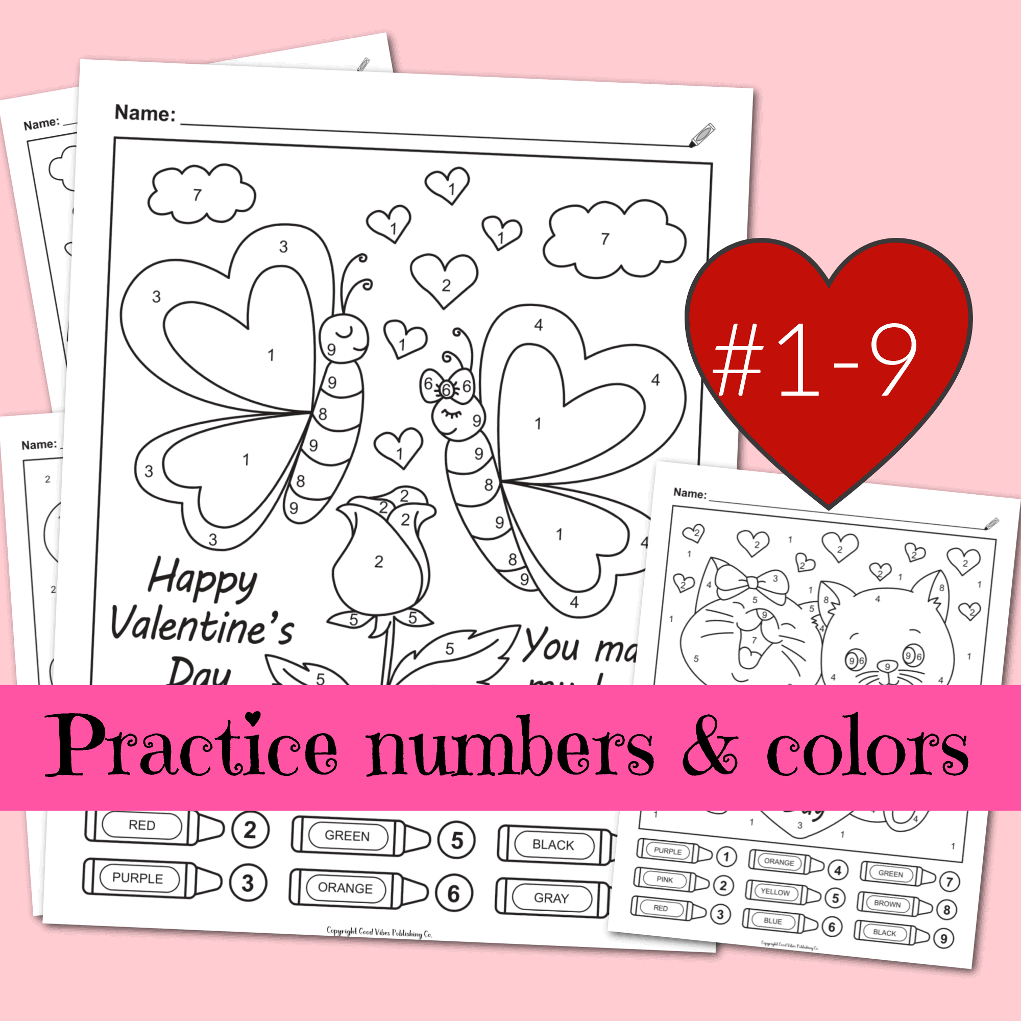 valentine's day color by number