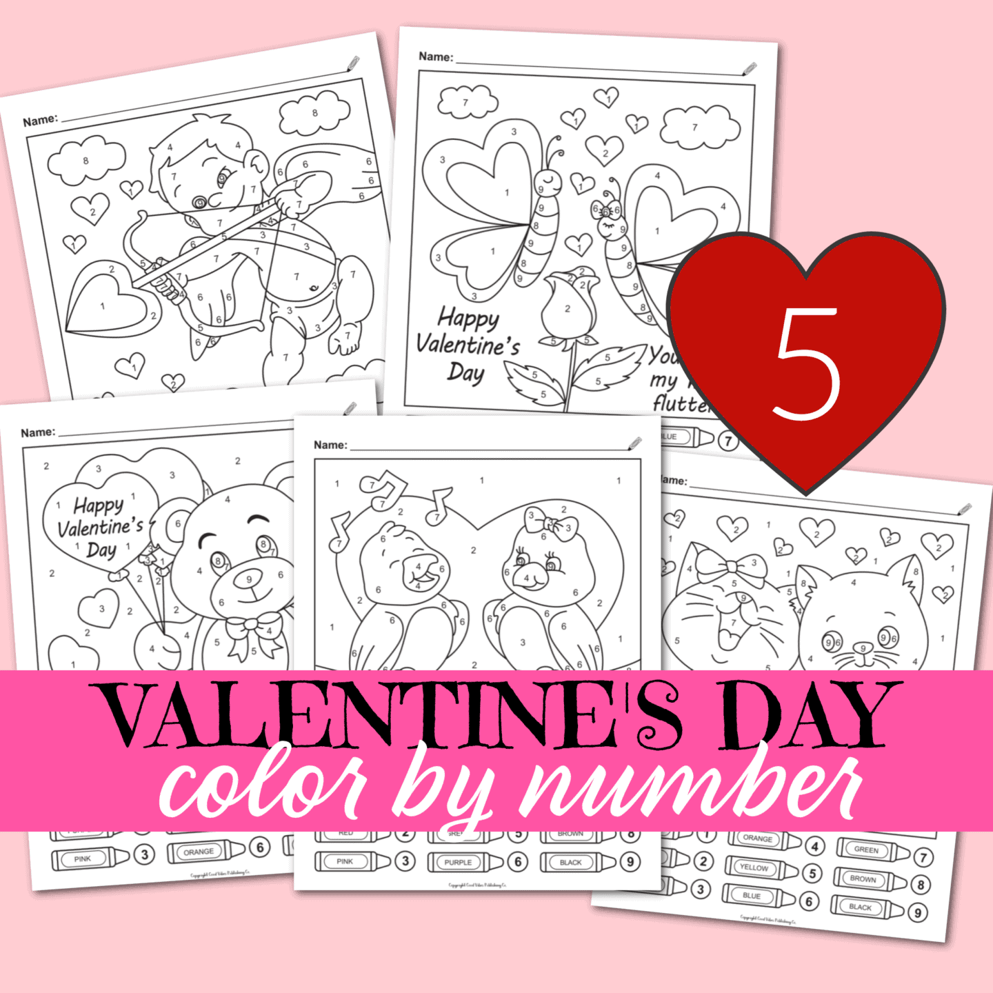 valentines day color by number