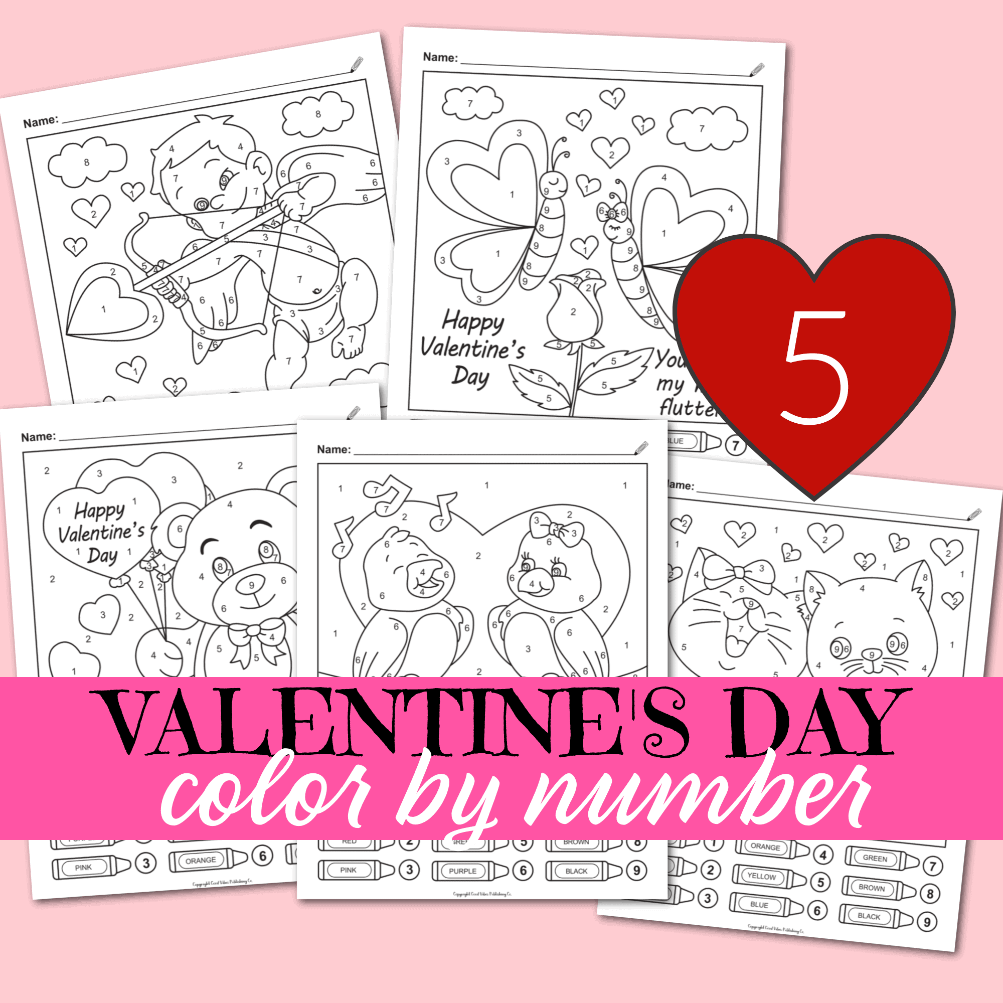 valentines day color by number valentines day color by number