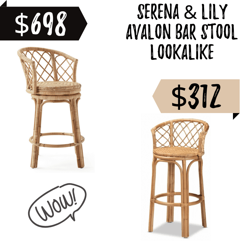 serena & lily avalon rattan stool dupe