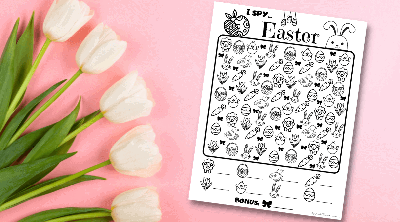 free Easter I Spy printable coloring page