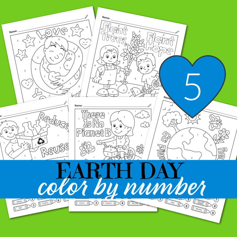 5 Color-By-Number Earth Day Coloring Pages with Quotes!