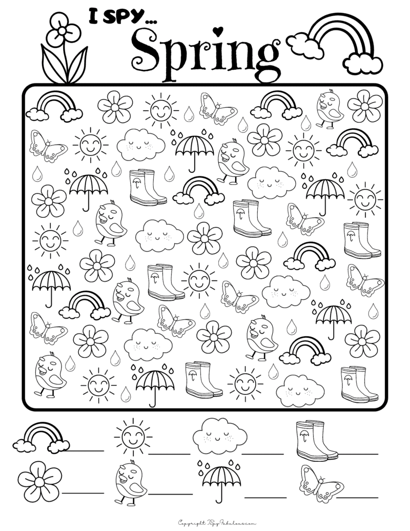 Free I Spy Spring Printable & Coloring Page I Spy Fabulous