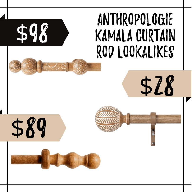 anthropologie kamala carved wood curtain rod dupes