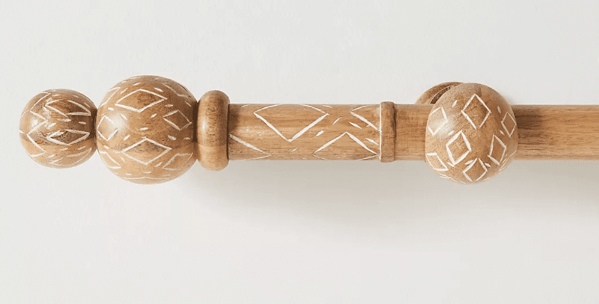 anthropologie kamala carved wood curtain rod dupes