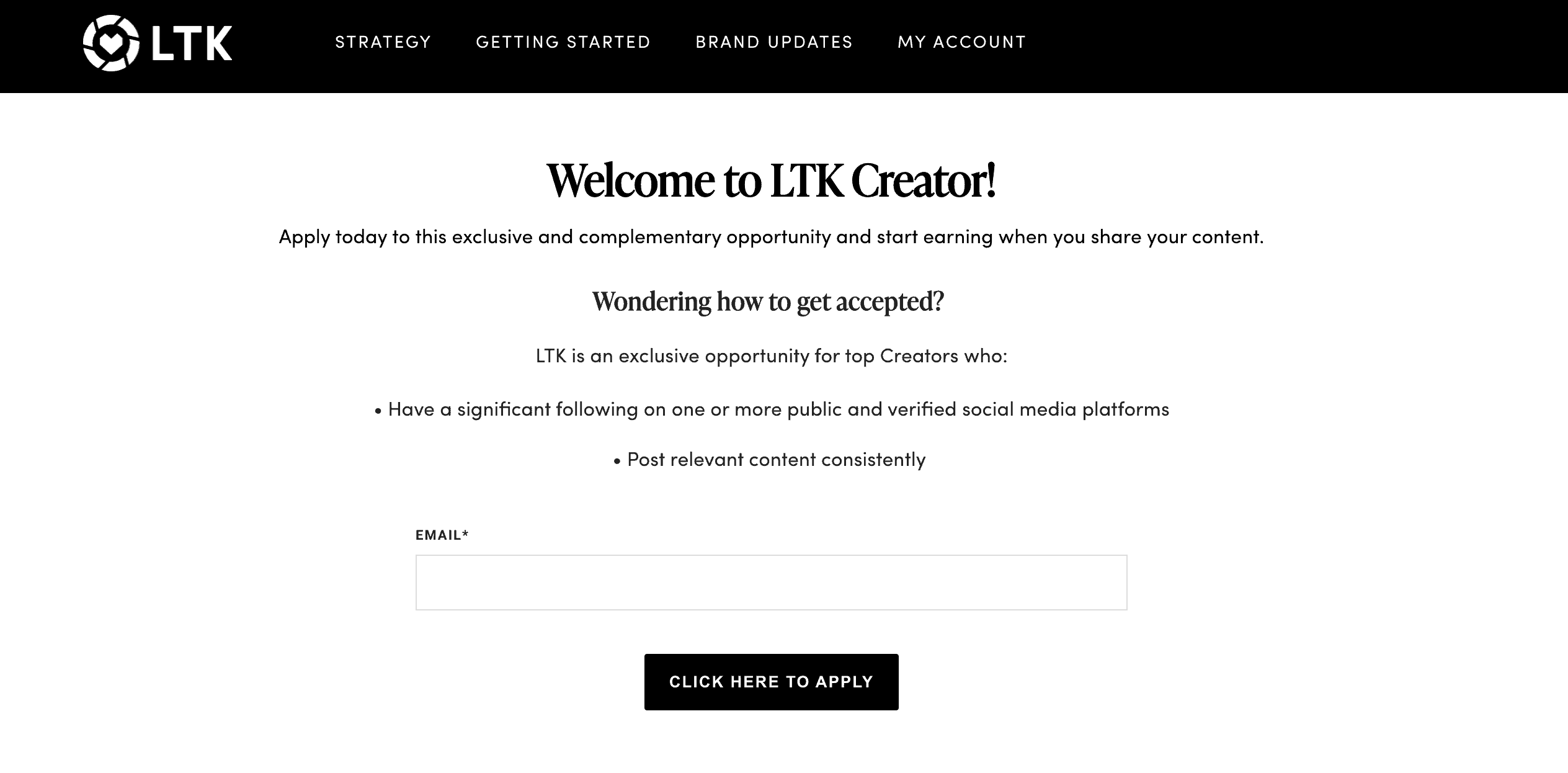 how to get accepted to LTK or RewardStyle