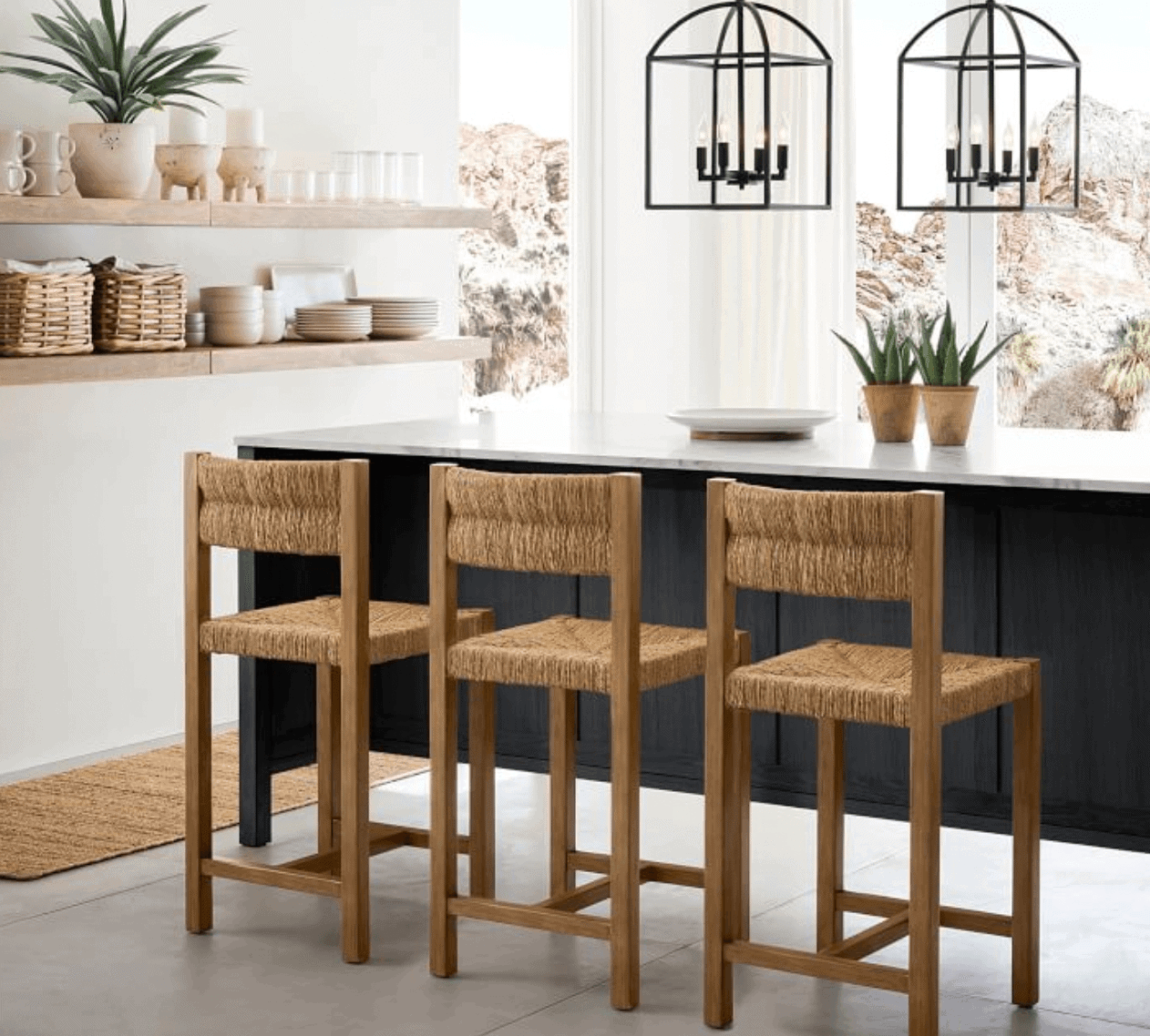 pottery barn malibu woven bar stool