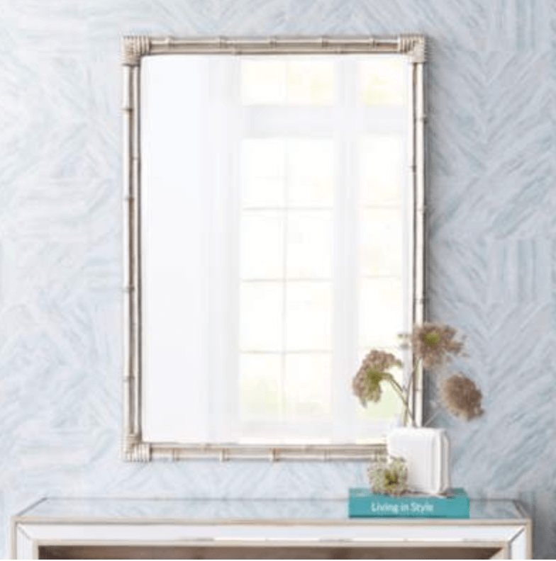 pottery barn silver bamboo wall mirror dupe