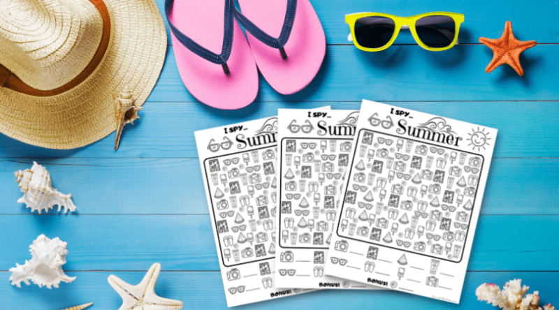 Free Printable I Spy Summer Coloring Page